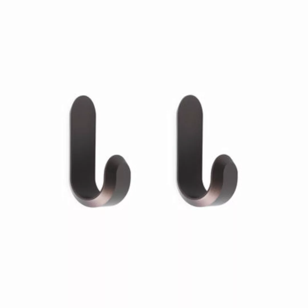Wandhaken Curve Mini metall braun / Metall - 2er-Set - H 5,8 cm - Normann C günstig online kaufen