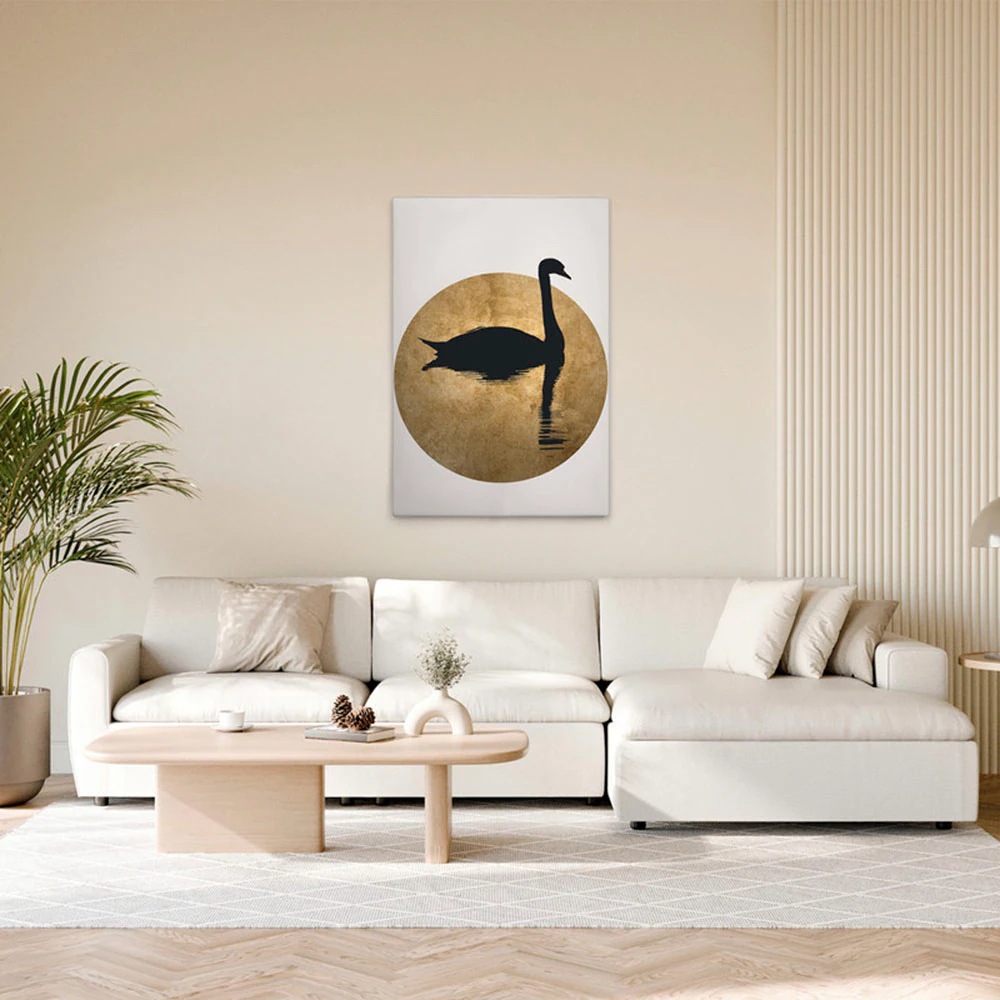 A.S. Création Leinwandbild "The Swan 2 - Wandbild Creme Schwarz Gold Keilra günstig online kaufen