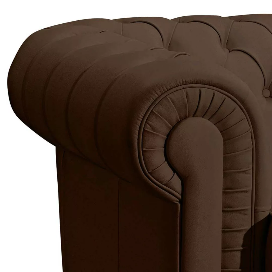 Wohnzimmer Sessel braun Leder im Chesterfield Look 110 cm breit günstig online kaufen