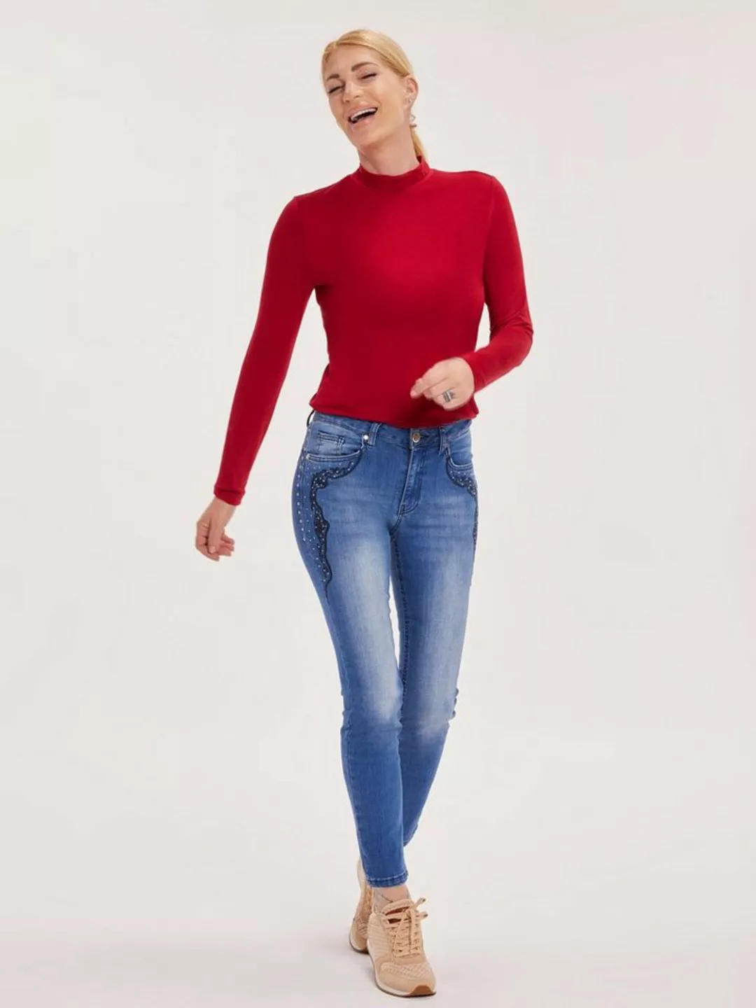 Sarah Kern Langarmshirt High-Neck-Shirt koerpernah mit Turtleneck günstig online kaufen