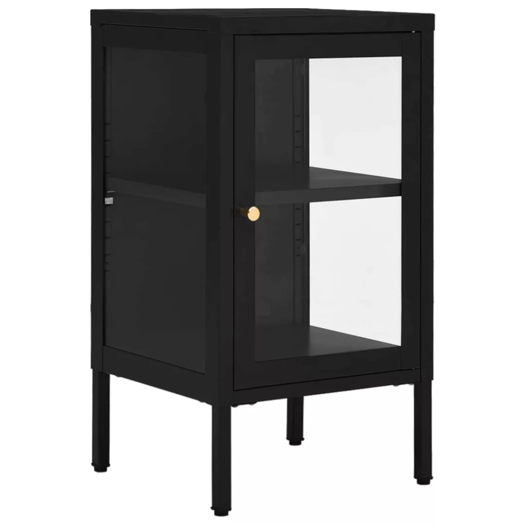 Sideboard Schwarz 38x35x70 Cm Stahl Und Glas günstig online kaufen