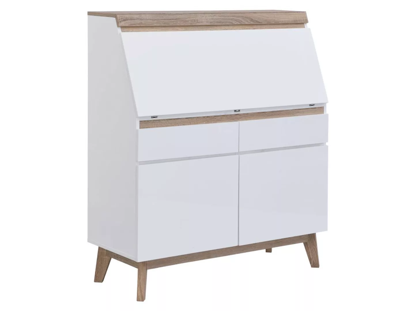 Schreibtisch mit 2 Türen & 2 Schubladen - MDF - Naturfarben & Weiß - RILESA günstig online kaufen