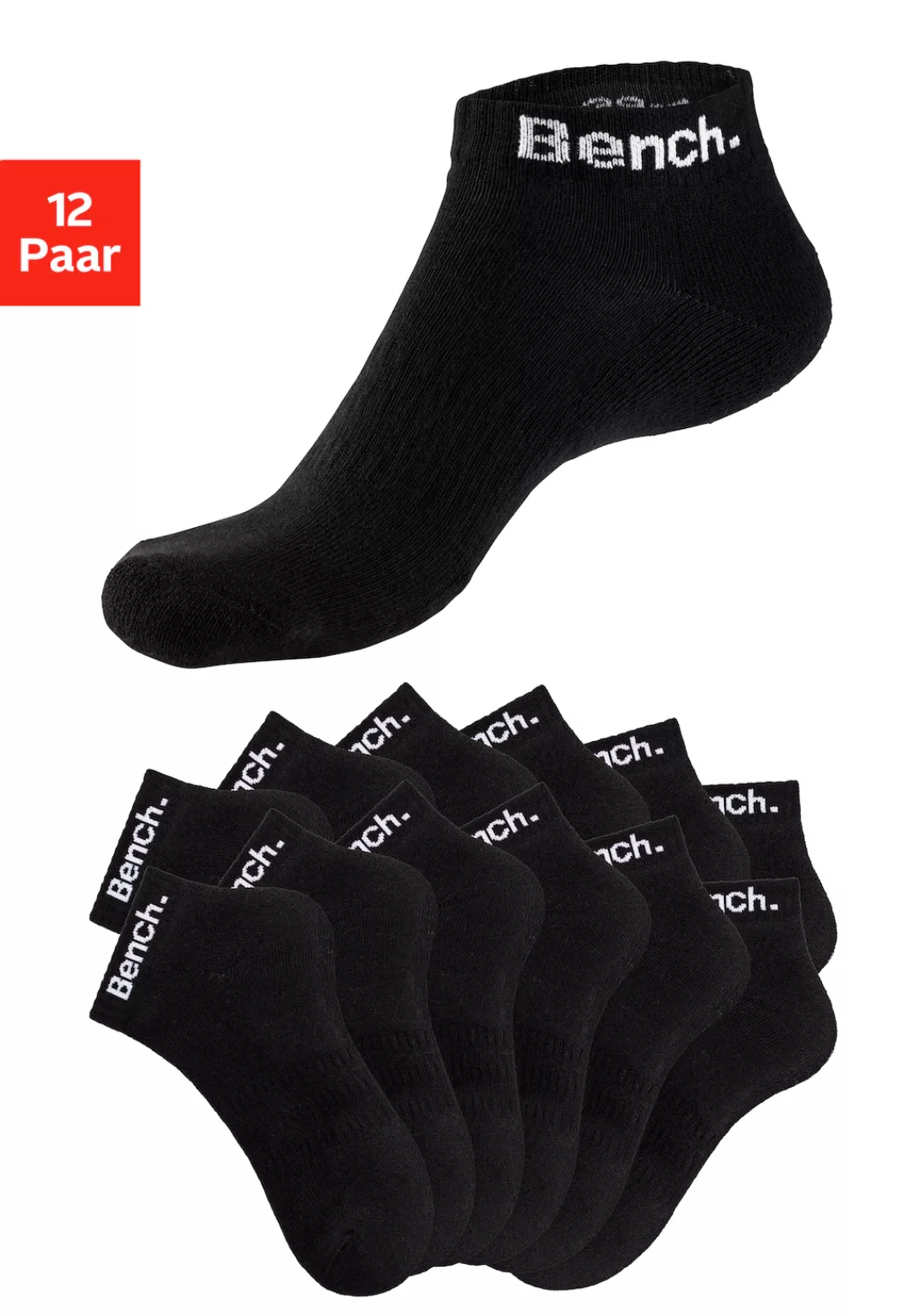 Bench. Sportsocken, (Packung, 12 Paar), Tennis Kurzsocken mit Halbfußfrotte günstig online kaufen