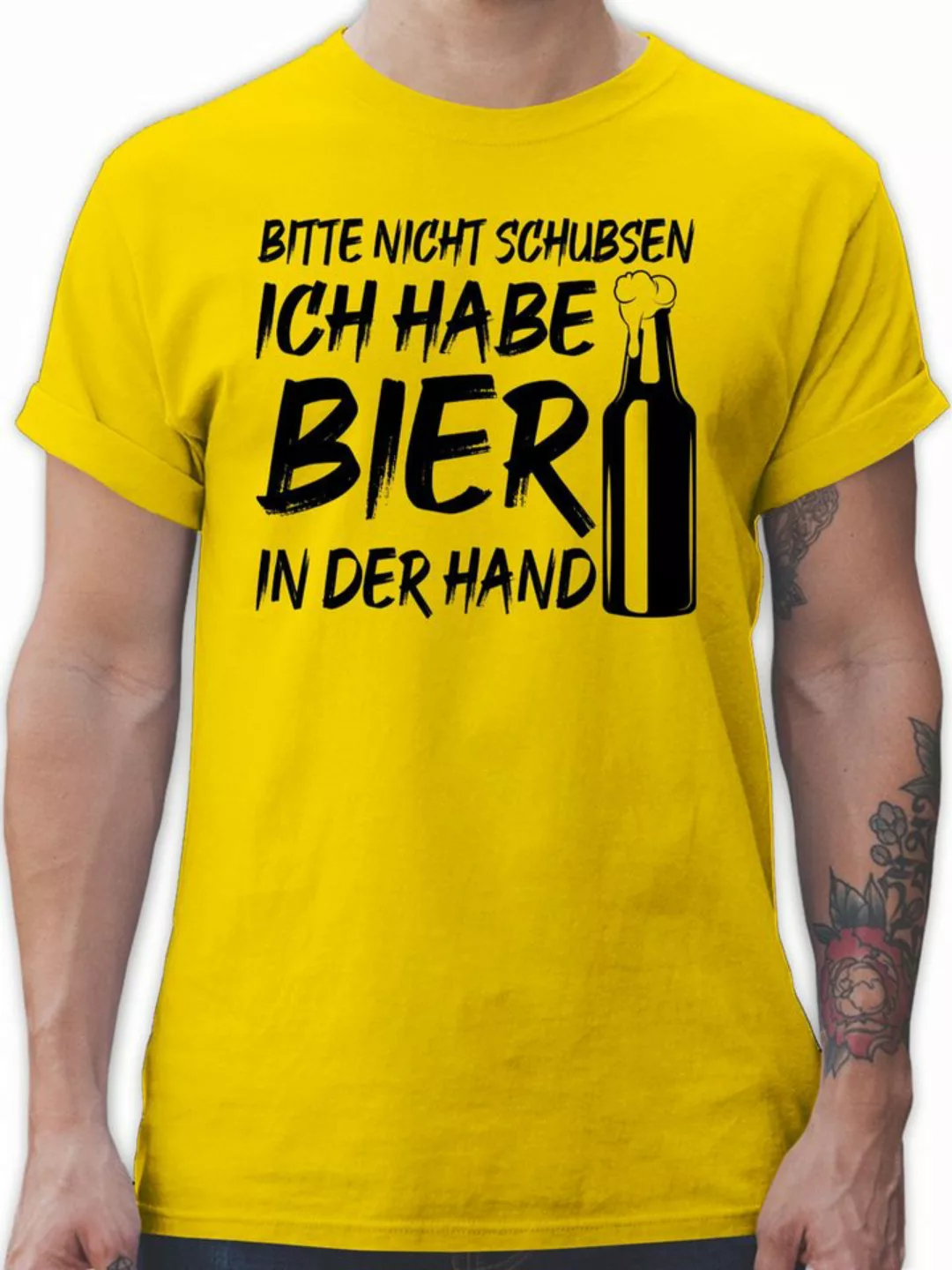 Shirtracer T-Shirt Bitte nicht schubsen ich habe Bier in der Hand schwarz P günstig online kaufen