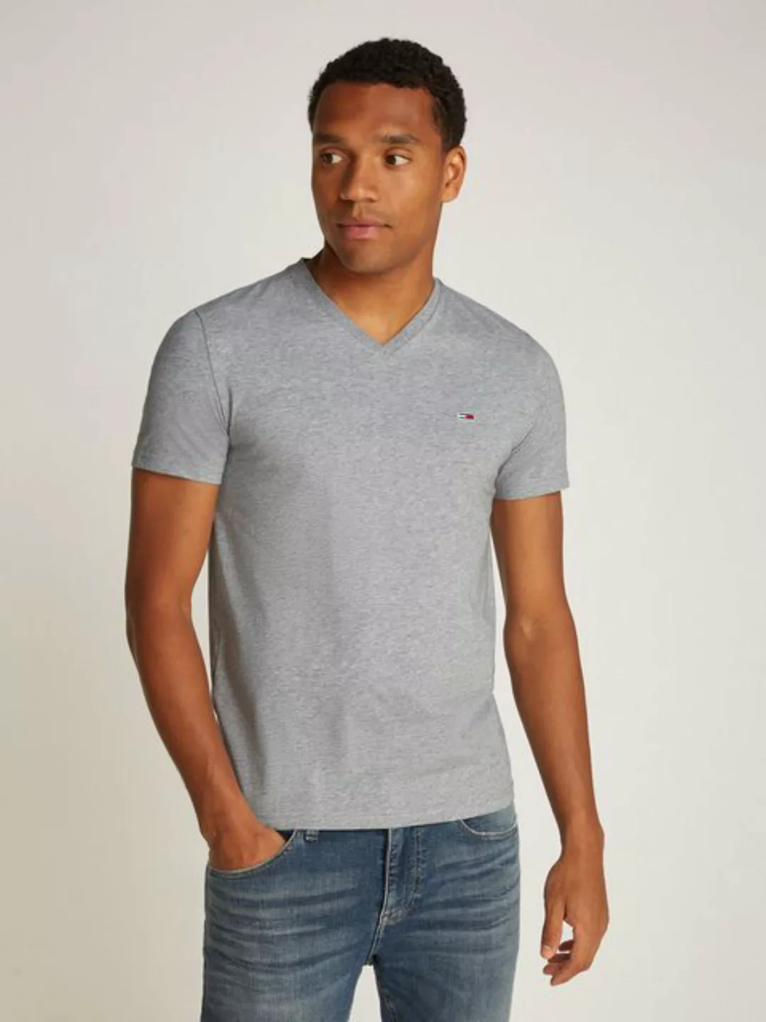 Tommy Jeans T-Shirt TJM XSLIM JASPE VNECK TEE EXT in Melange-Optik günstig online kaufen