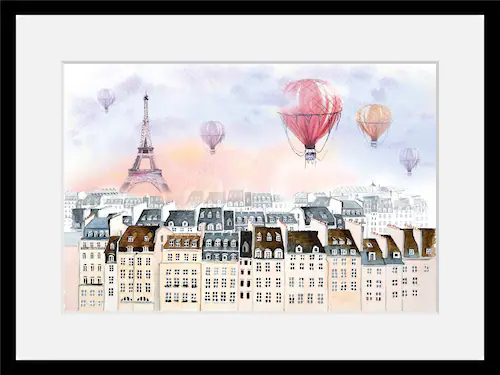 queence Bild "Heißluftballon", Städte, Paris, gerahmt, Heißluftballon, Stad günstig online kaufen