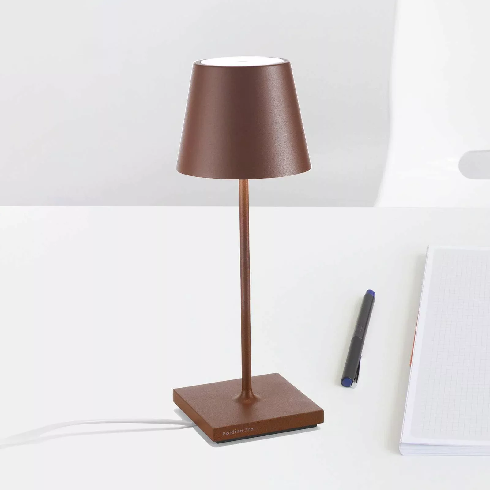 Zafferano Poldina mini Akku-Tischlampe IP65 corten günstig online kaufen