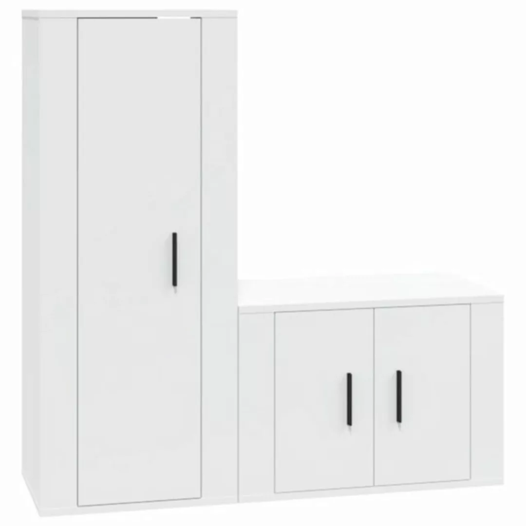 furnicato TV-Schrank 2-tlg. TV-Schrank-Set Weiß Holzwerkstoff günstig online kaufen