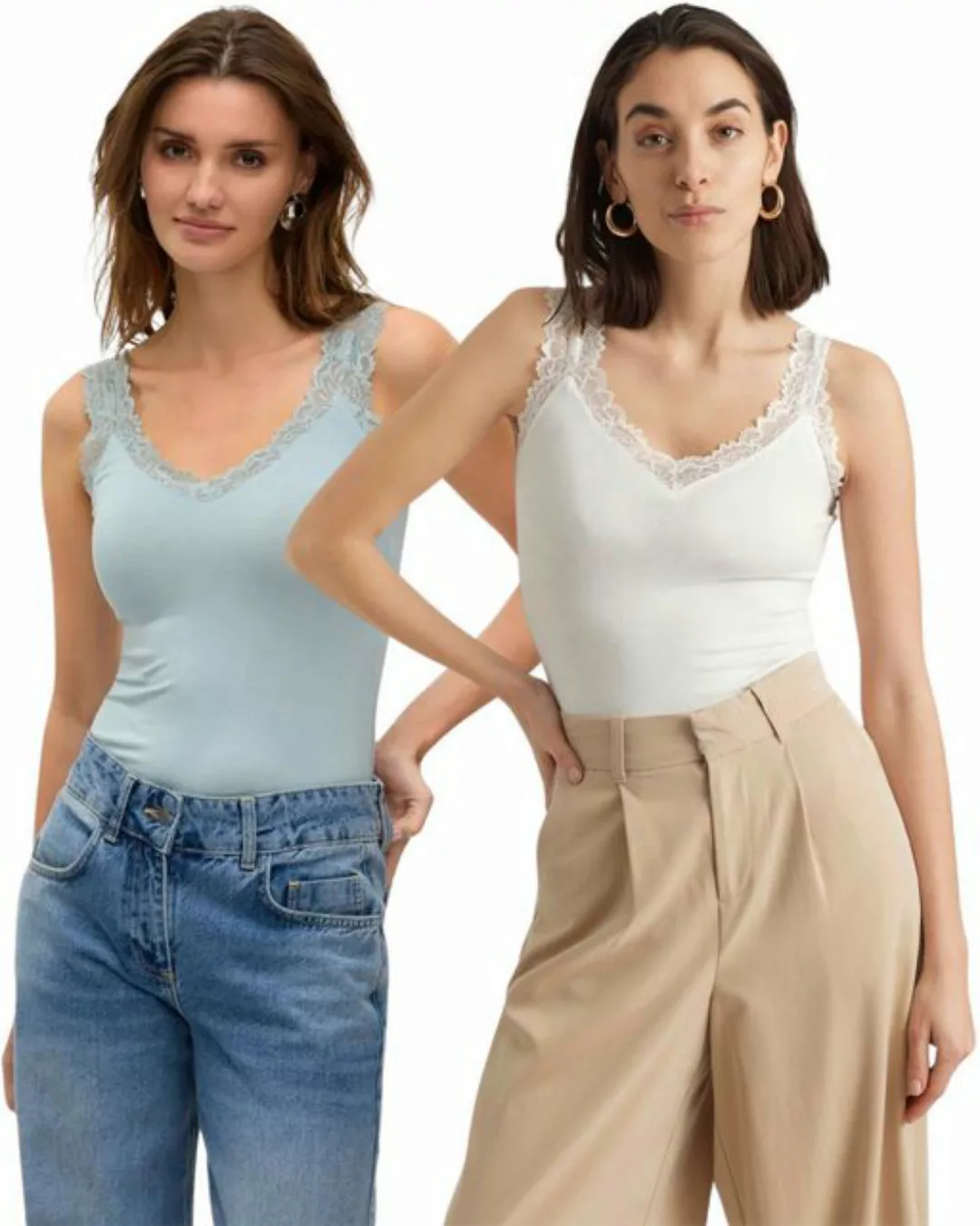 Vero Moda Spitzentop (Set, 2er-Pack) Basic Tank Top Unifarben im Doppelpack günstig online kaufen