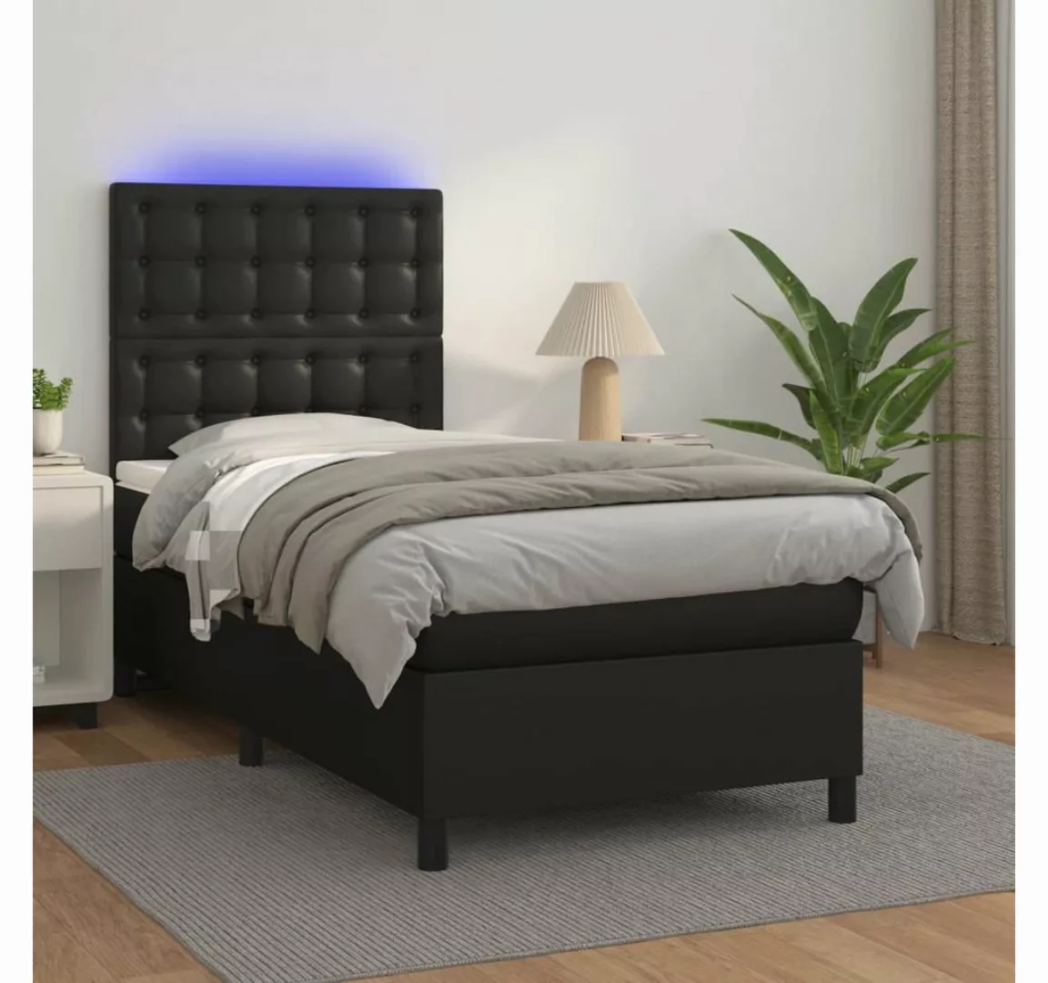 vidaXL Boxspringbett Boxspringbett mit Matratze & LED Kunstleder (90 x 190 günstig online kaufen