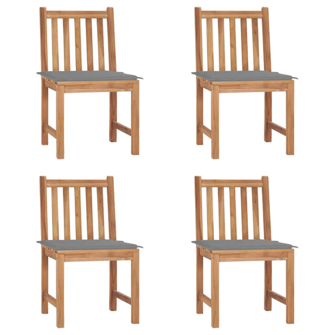 Gartenstühle 4 Stk. Mit Kissen Massivholz Teak günstig online kaufen