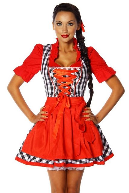 Dirndl Traditionelles Trachten Set Mini Dirndl Schürze kariert Oktoberfest günstig online kaufen