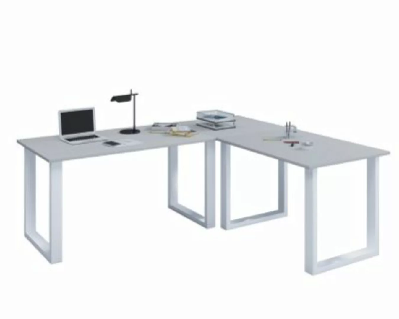 VCM Eckschreibtisch Schreibtisch Computer Winkeltisch Lona 80 U Alu Weiß br günstig online kaufen