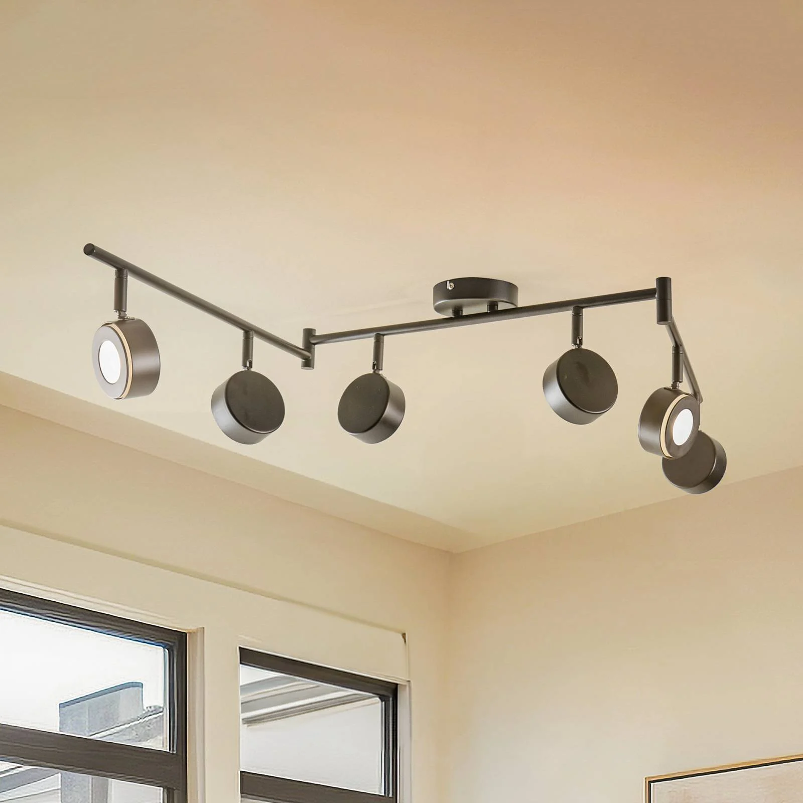 Lindby Strahler Jyla, schwarz, 2.700 K, 6-flg., GX53 günstig online kaufen