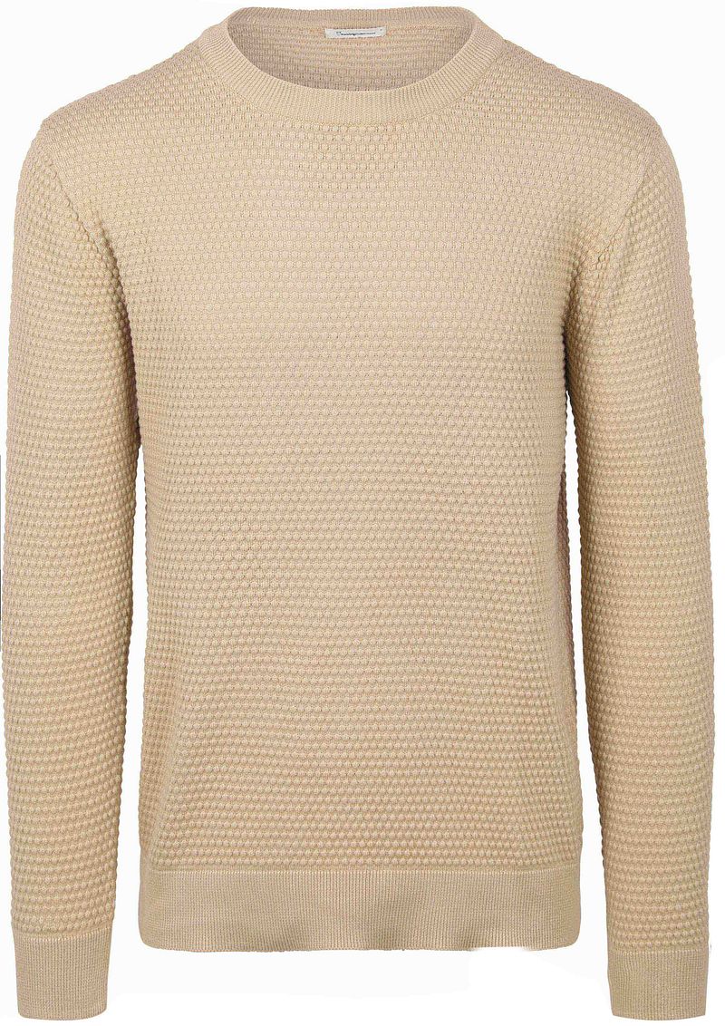 Knowledge Cotton Apparel Pullover Bubble Knit Beige - Größe M günstig online kaufen