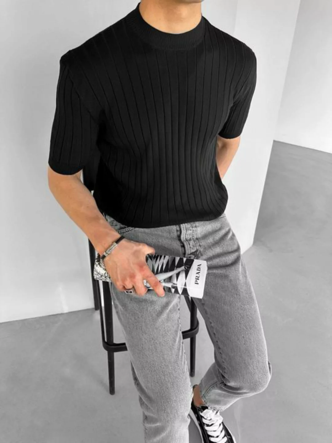 Abluka T-Shirt RIBBED KNIT REGULAR FIT T-SHIRT günstig online kaufen