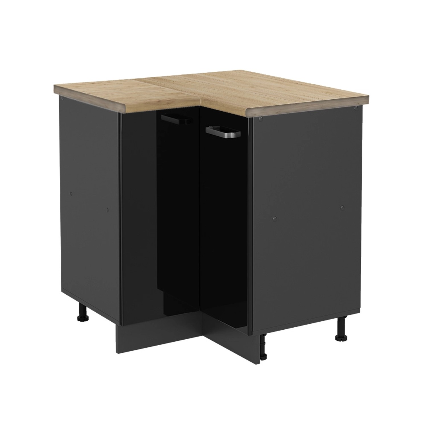 Vicco Eckunterschrank R-Line, Schwarz Hochglanz/Anthrazit, 75.6 günstig online kaufen