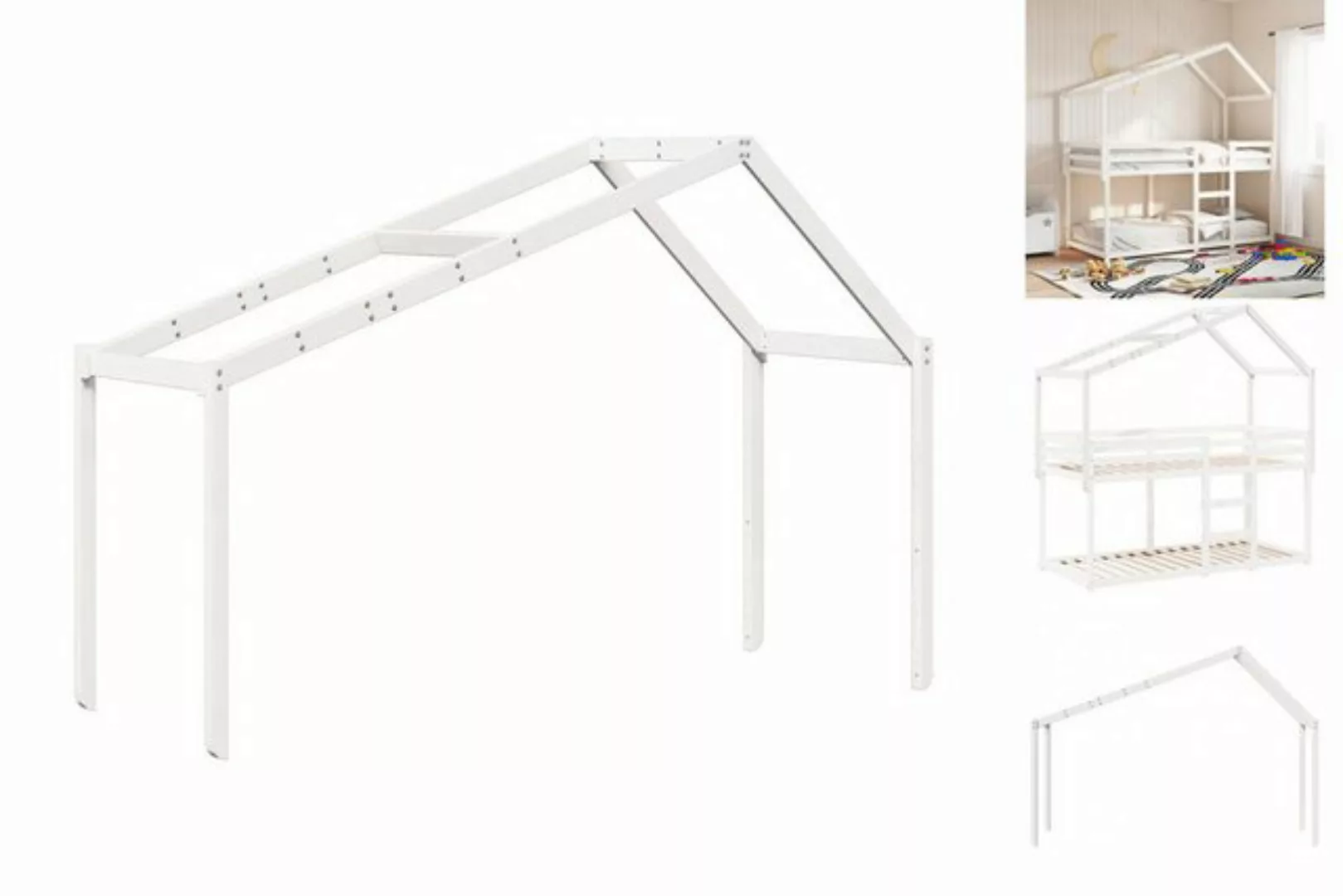 vidaXL Kinderbett Dach für Kinderbett Weiß 213x95,5x144,5 cm Massivholz Kie günstig online kaufen
