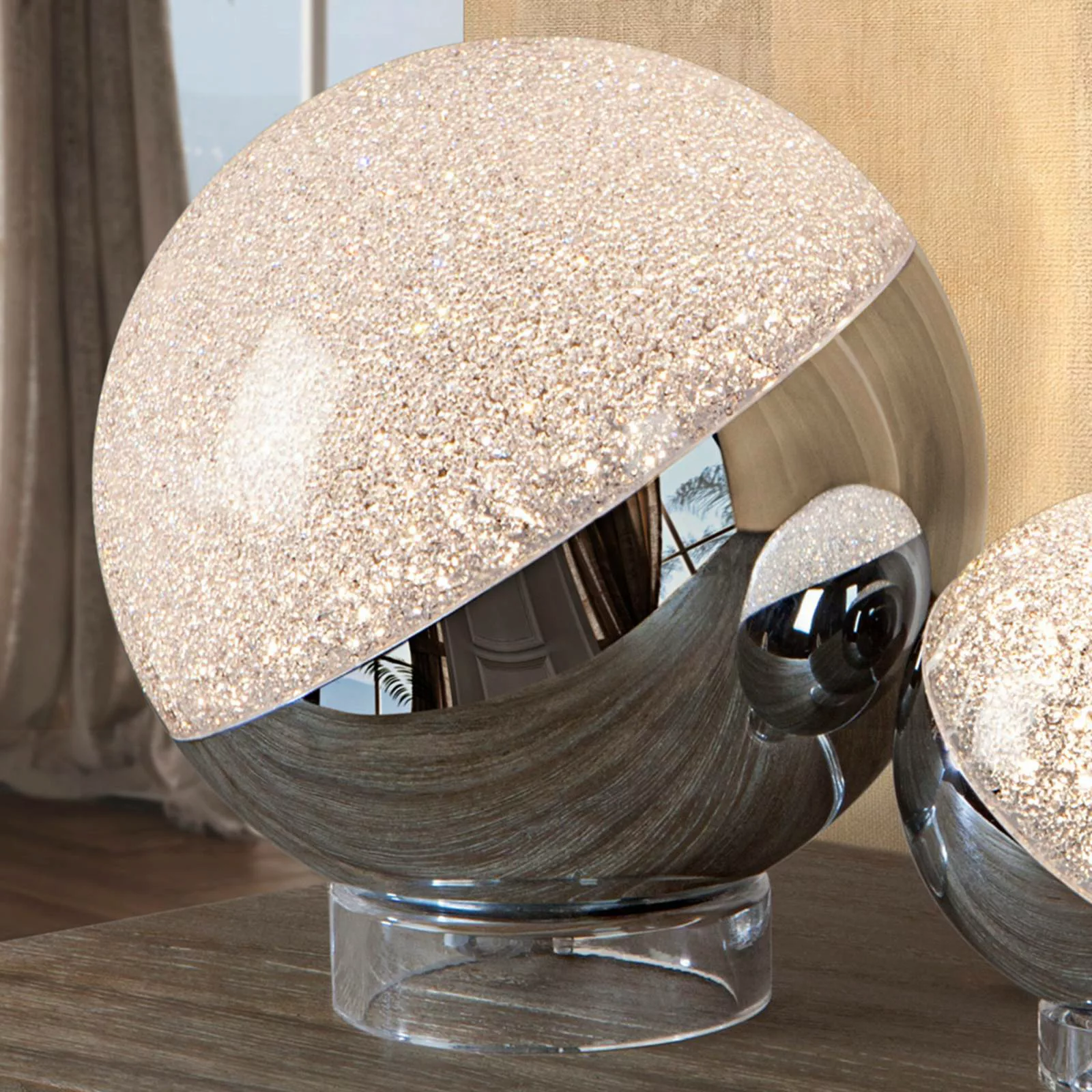 LED-Tischleuchte Sphere, chrom, Ø 20 cm günstig online kaufen