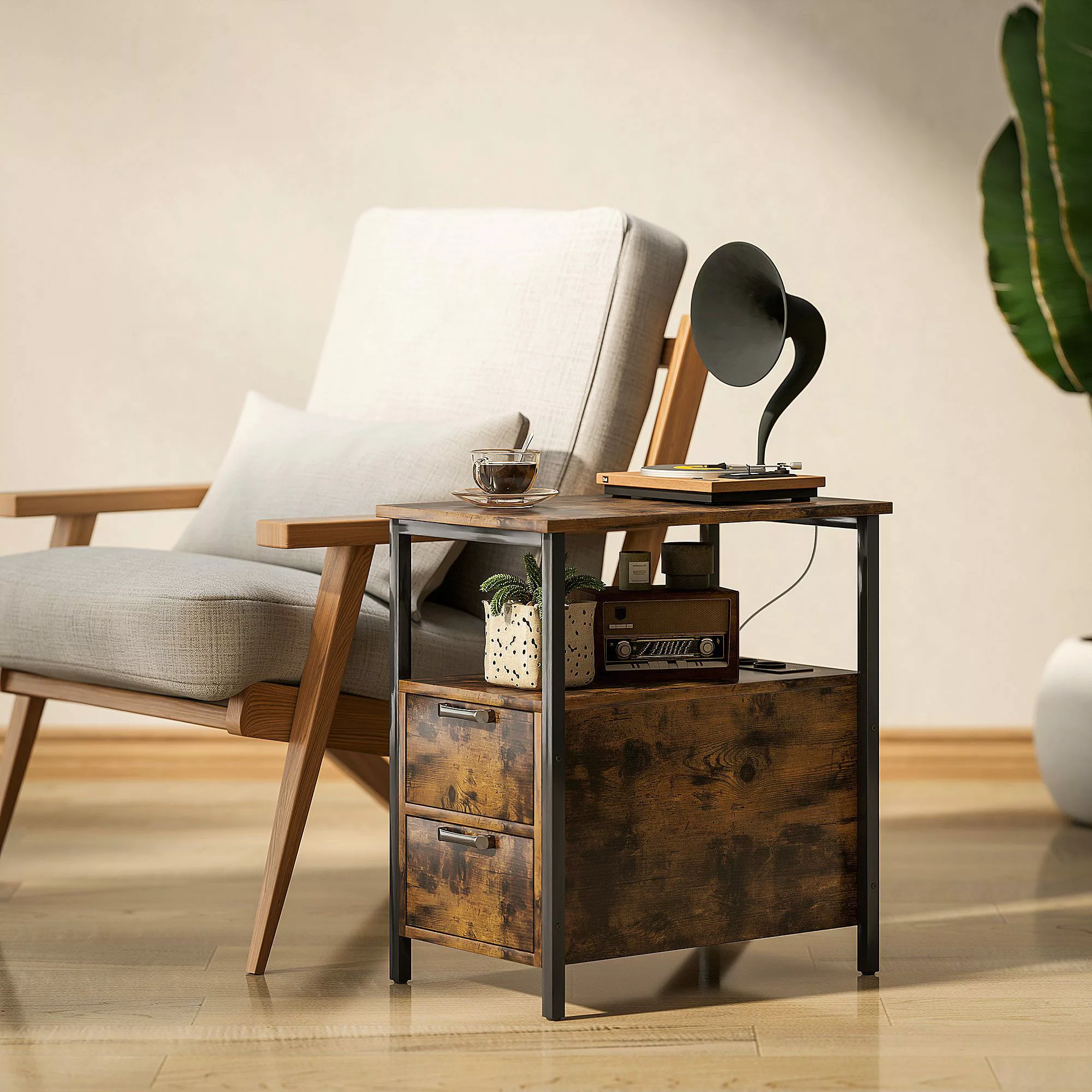 HOMCOM Beistelltisch mit Aufladestation, USB-Anschlüssen und günstig online kaufen