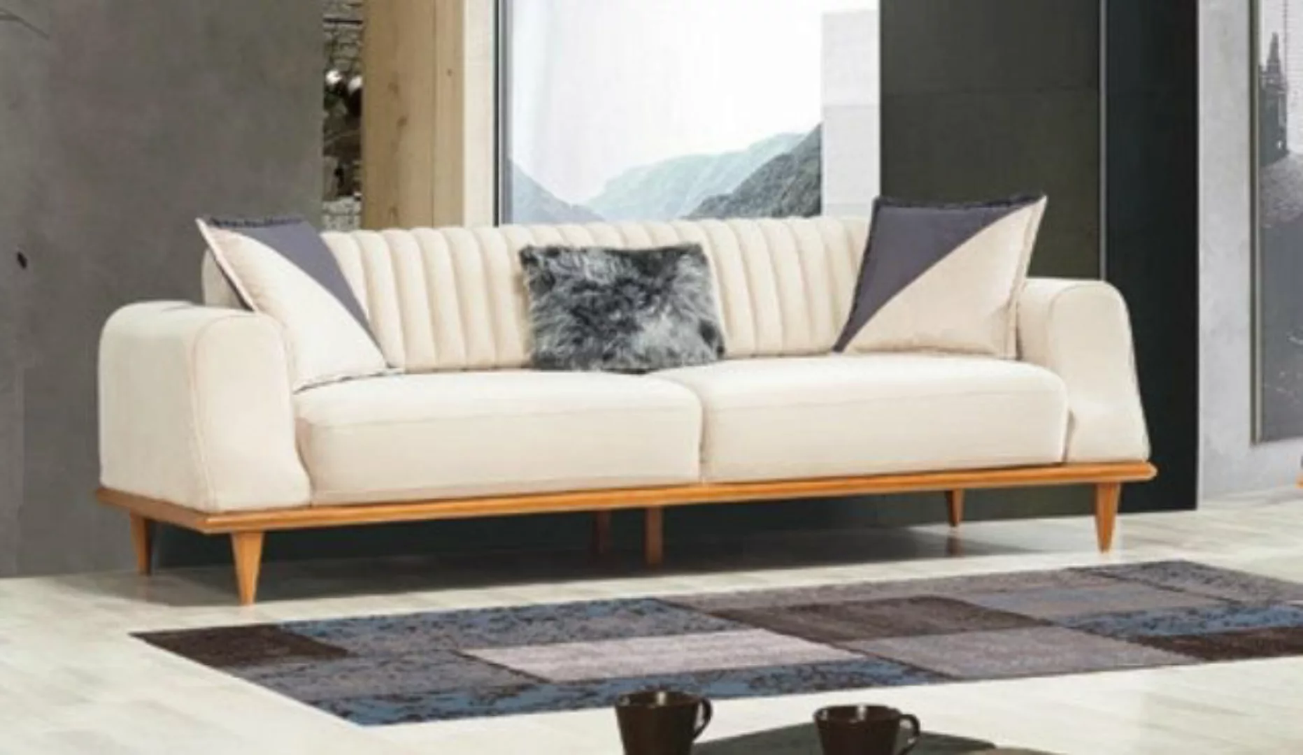 JVmoebel Sofa, Sofa 3 Sitzer Beige Wohnzimmer Elegantes Design Chesterfield günstig online kaufen