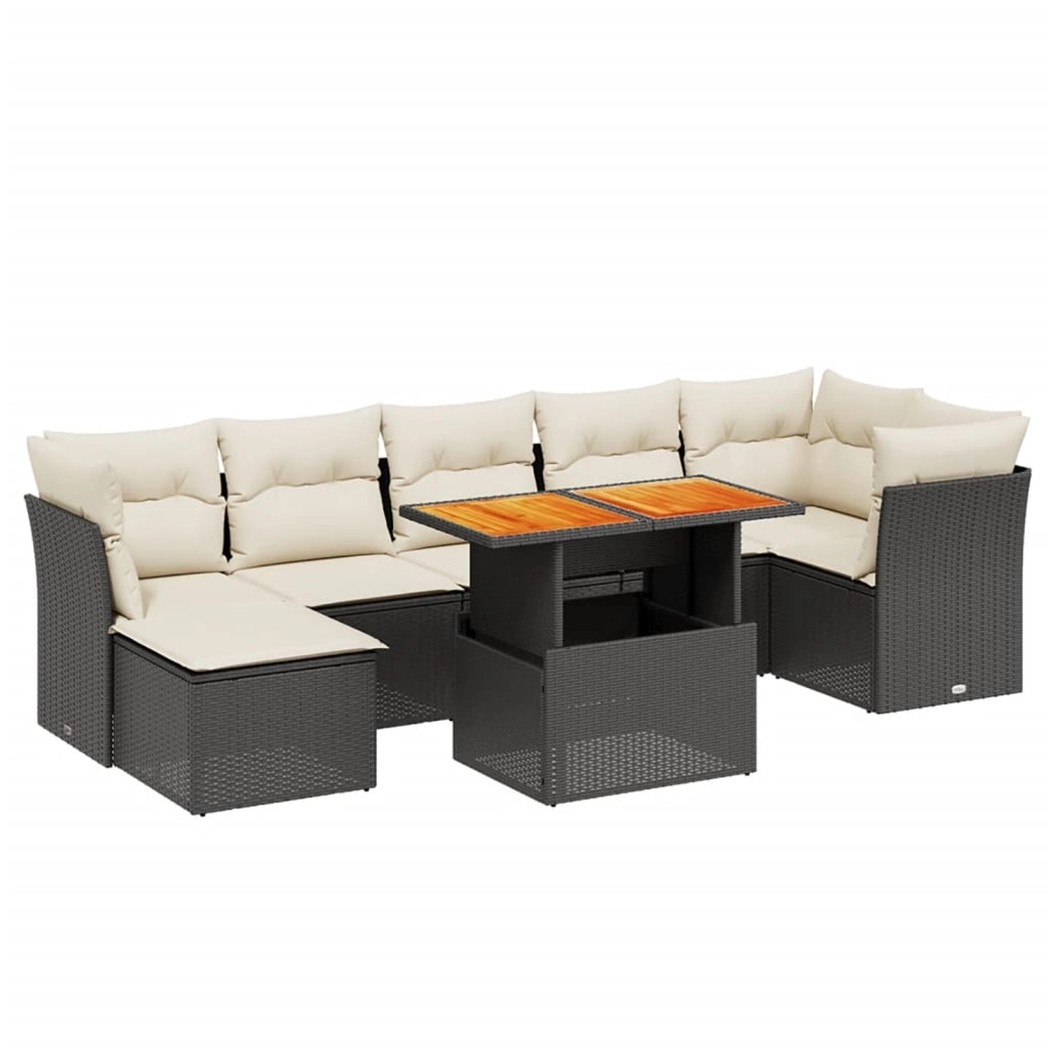 vidaXL 8-Tlg Garten-Sofagarnitur mit Kissen Schwarz Poly Rattan 3270944 günstig online kaufen
