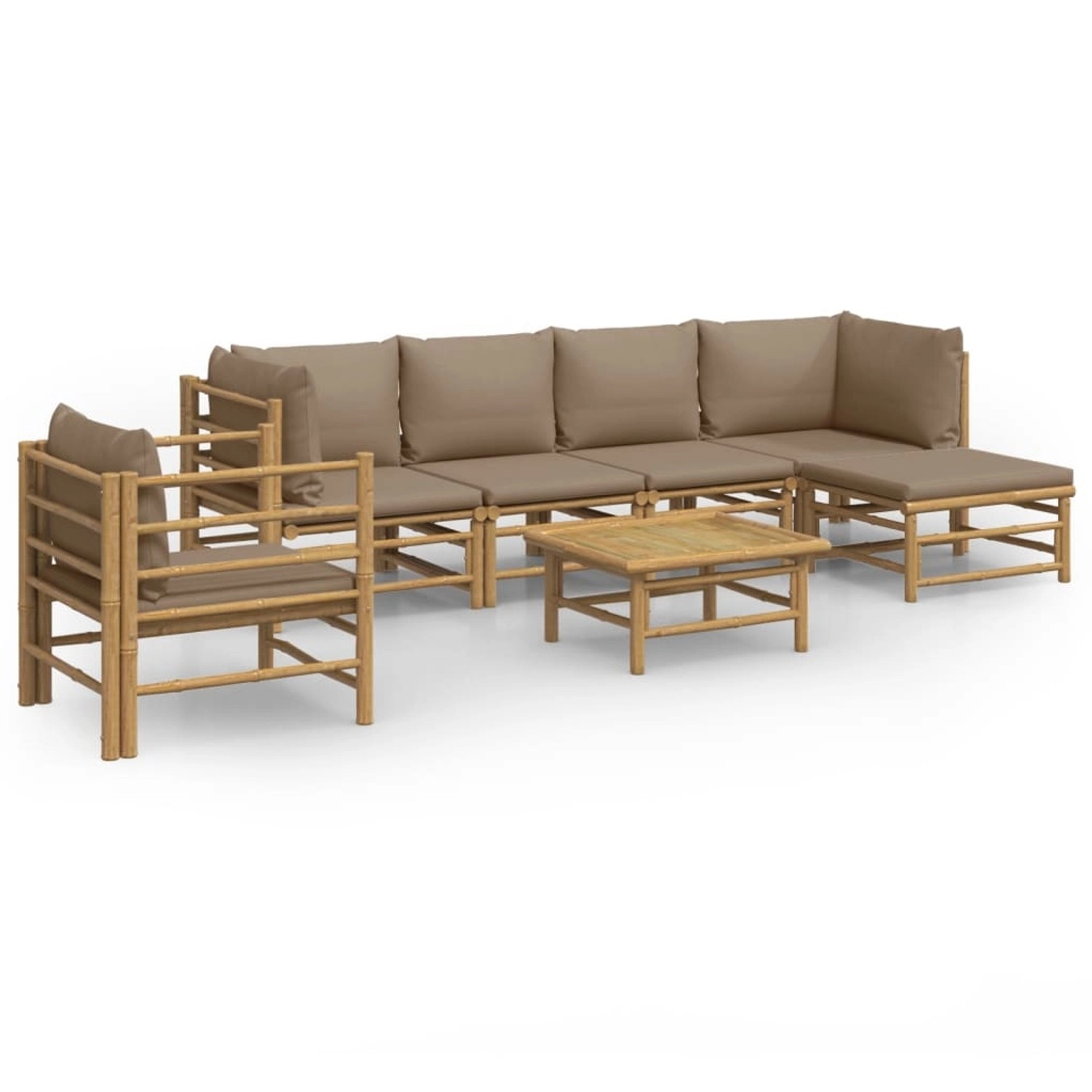 Vidaxl 7-tlg. Garten-lounge-set Mit Taupe Kissen Bambus günstig online kaufen