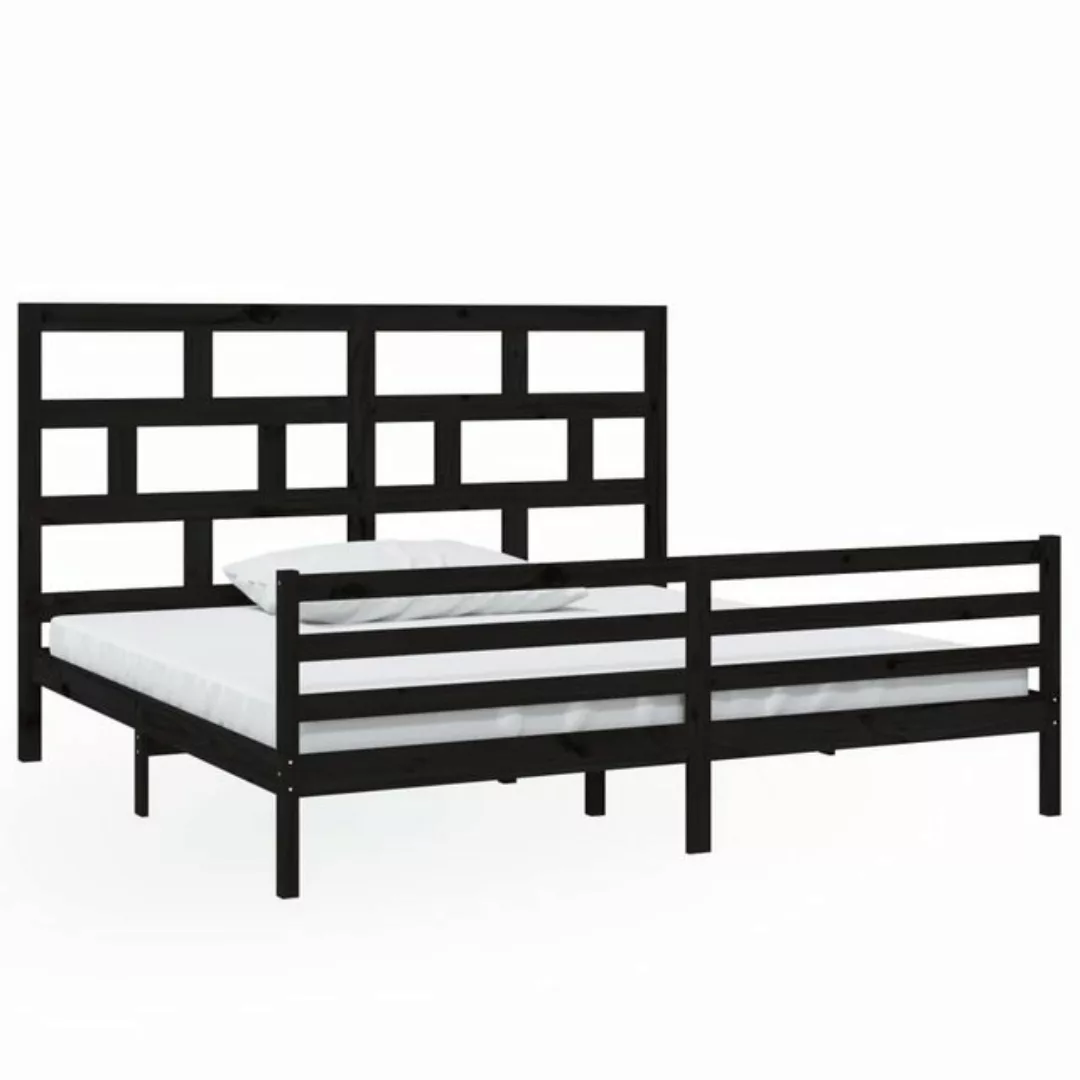 furnicato Bett Massivholzbett Schwarz Kiefer 200x200 cm günstig online kaufen