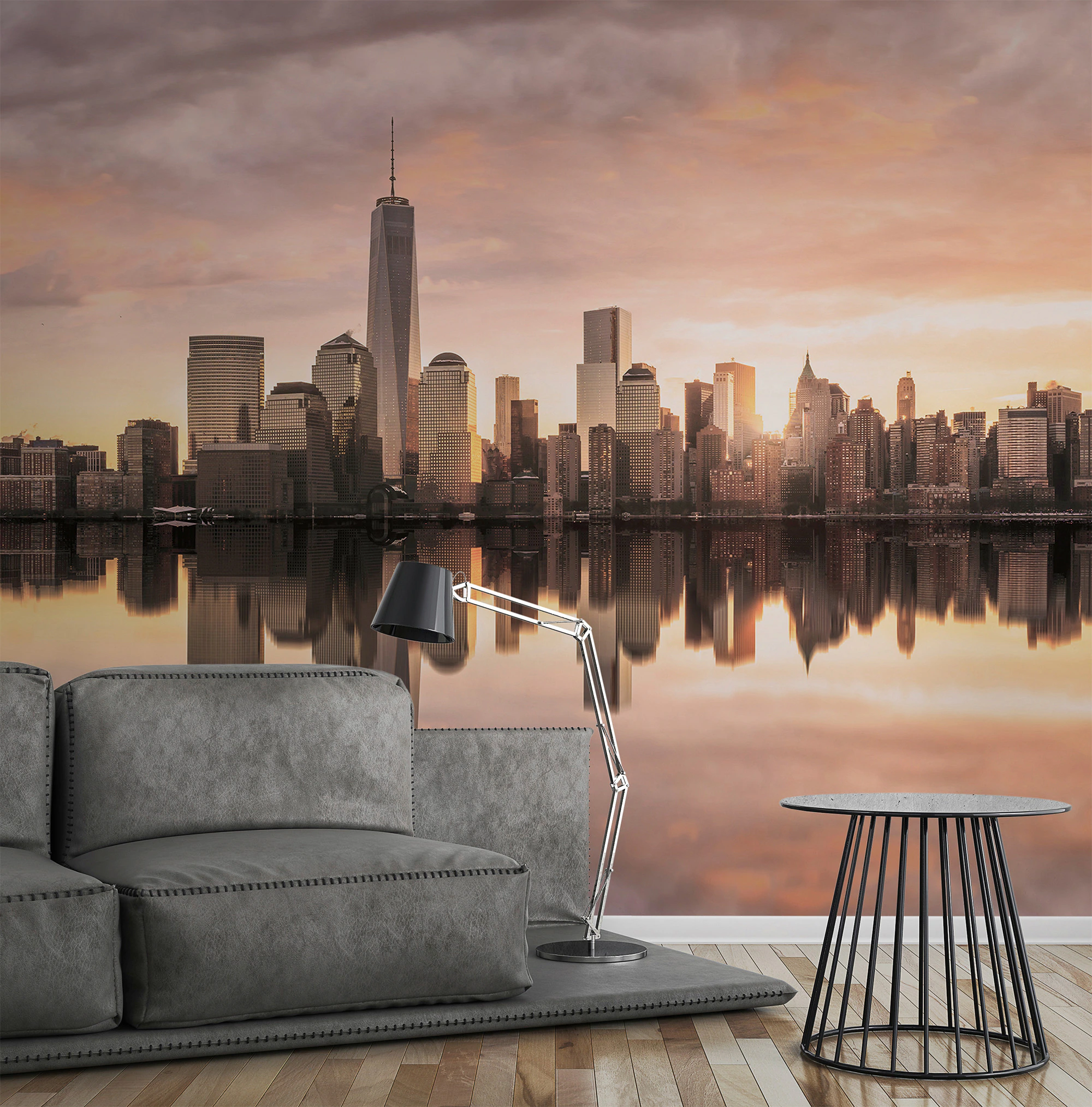 Fototapete New York Skyline Grau Gelb 3,50 m x 2,55 m FSC® günstig online kaufen