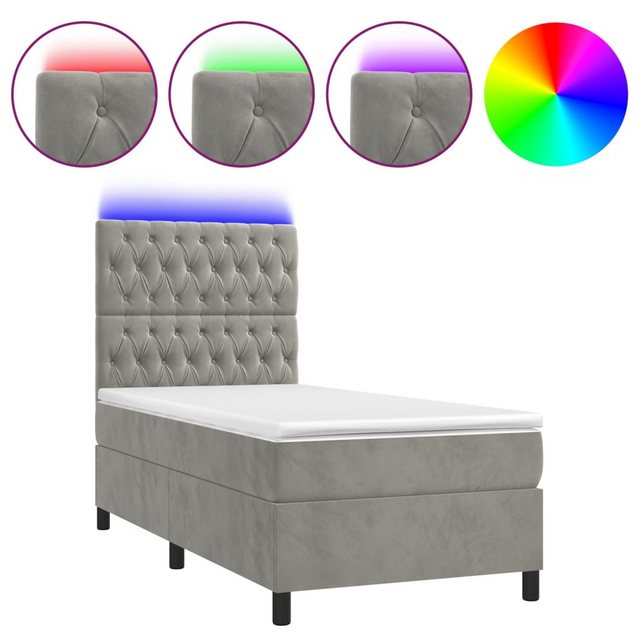 vidaXL Boxspringbett Boxspringbett mit Matratze & LED Samt (90 x 200 cm, He günstig online kaufen