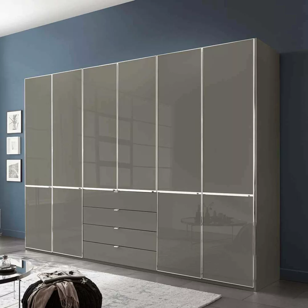 Kleiderschrank Schlafzimmerschrank - Front glasbeschichtet in Braun günstig online kaufen