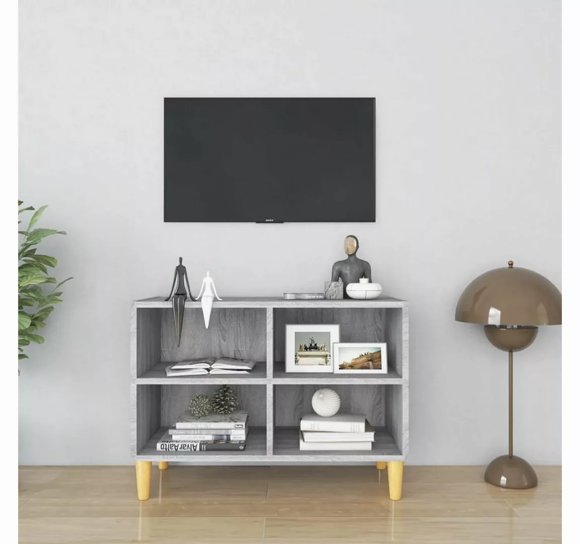 vidaXL TV-Schrank TV-Schrank mit Massivholz-Beinen Grau Sonoma 69,5x30x50 c günstig online kaufen