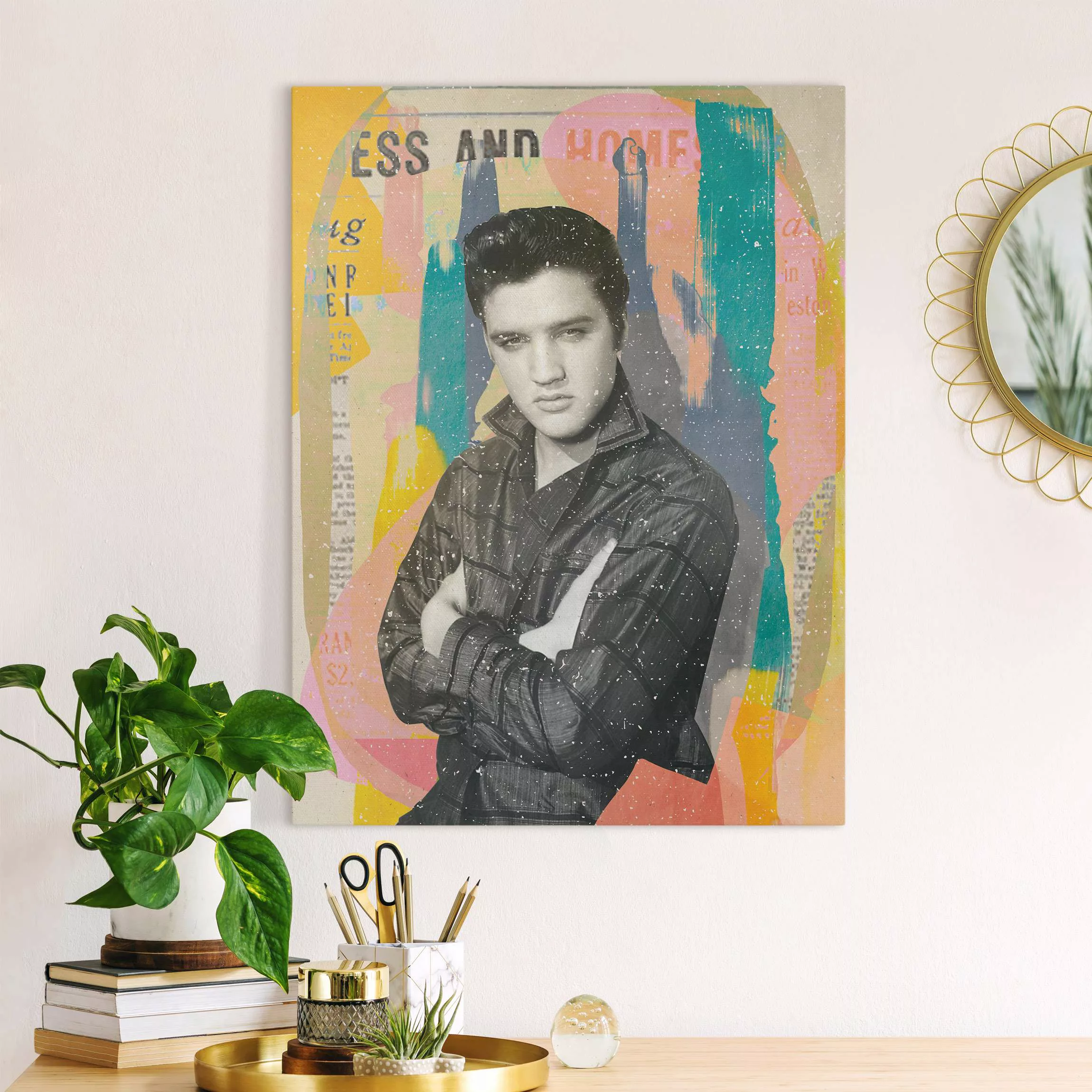 Leinwandbild Bunte Collage Elvis günstig online kaufen