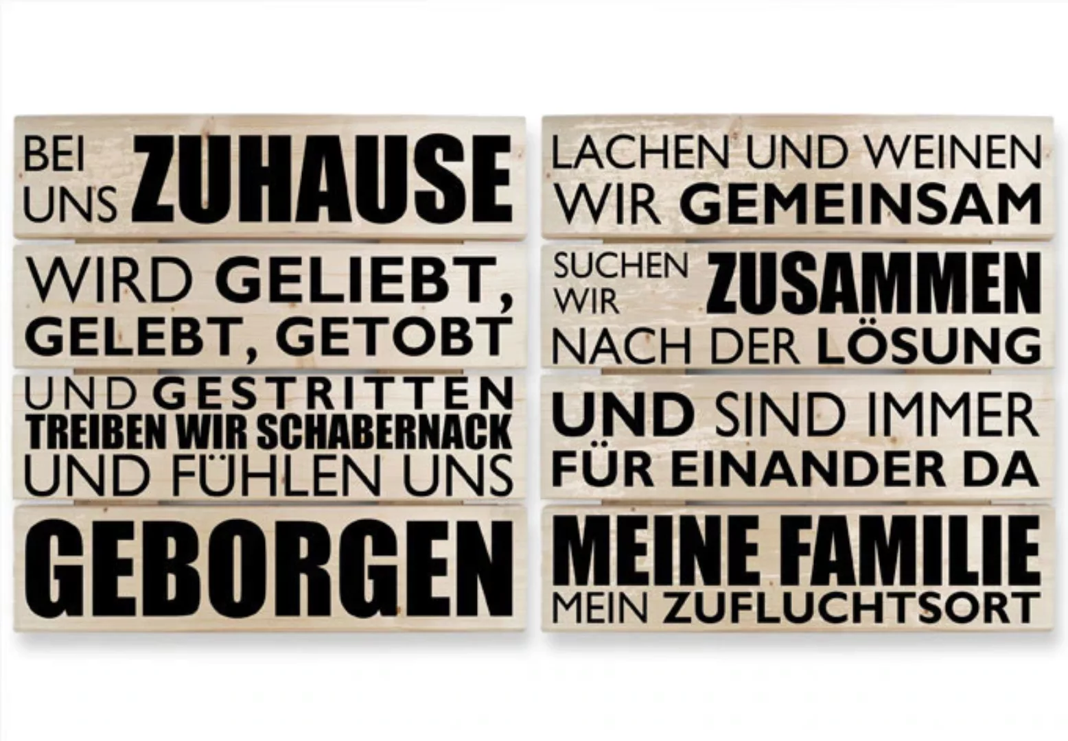 Wall-Art Mehrteilige Bilder "Bei uns zu Hause schwarz", Stillleben, (Set, 2 günstig online kaufen