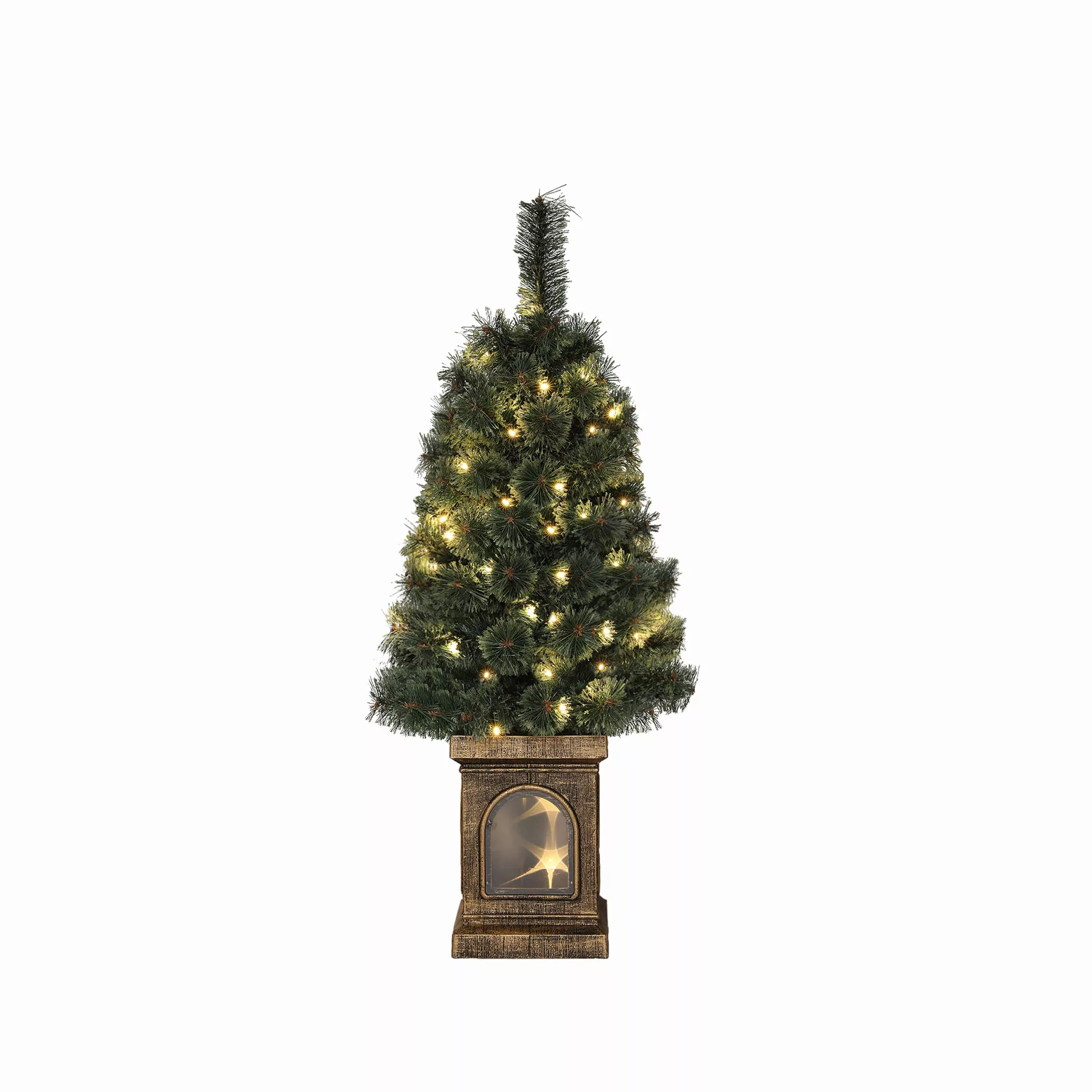 HOMCOM Künstlicher Weihnachtsbaum mit LED-Leuchten, 90 cm Christbaum mit Fe günstig online kaufen