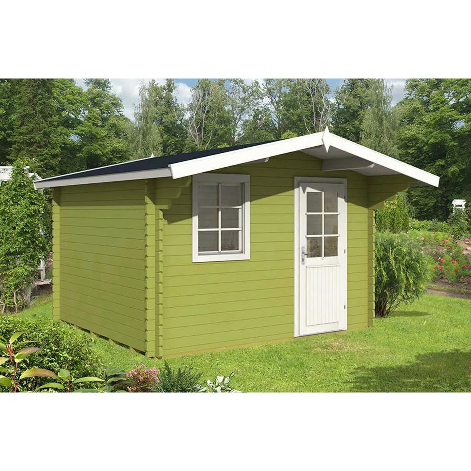 Tene Kaubandus Gartenhaus Lugo Satteldach 370 cm x 410 cm Grün günstig online kaufen