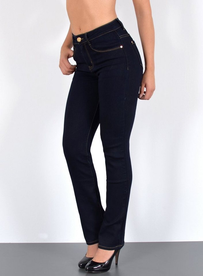 ESRA Straight-Jeans Damen Jeans Gerade hohe Leibhöhe Stretch-Jeans Damen Re günstig online kaufen