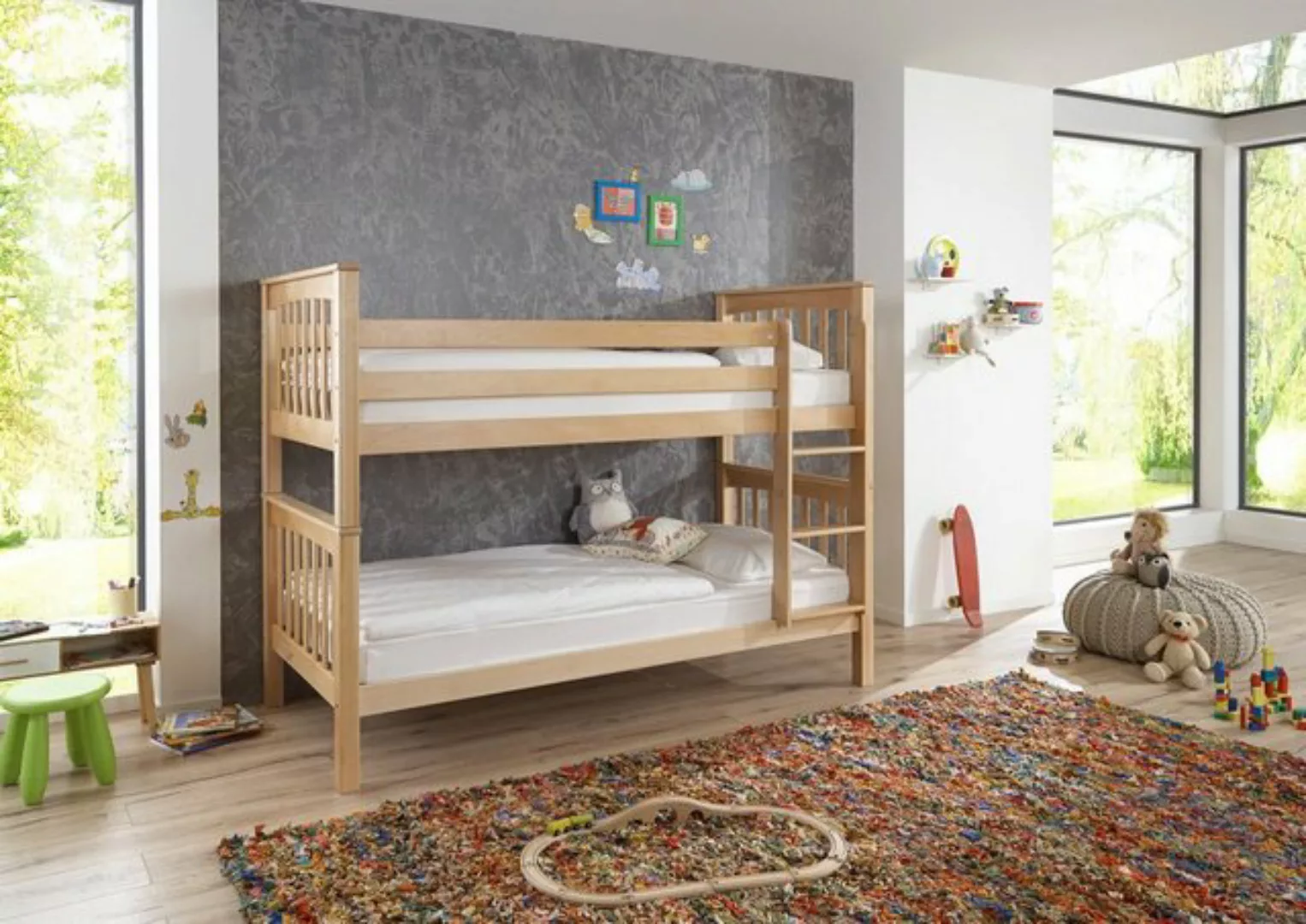 Natur24 Einzelbett Enzelbett Kick Buche Natur lackiert 90x200 cm günstig online kaufen