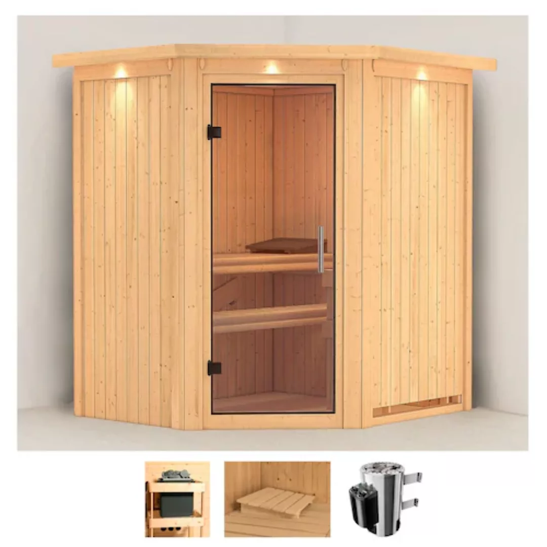 Karibu Sauna »Tomke«, (Set), 3,6-kW-Plug & Play Ofen mit integrierter Steue günstig online kaufen