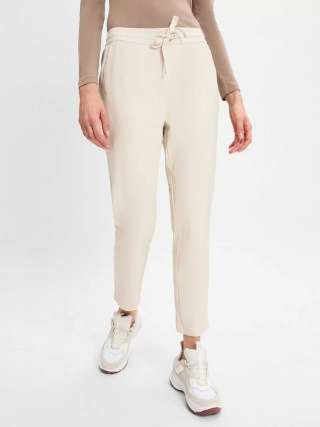 comma casual identity Stoffhose Joggpant aus Kunstleder Logo günstig online kaufen