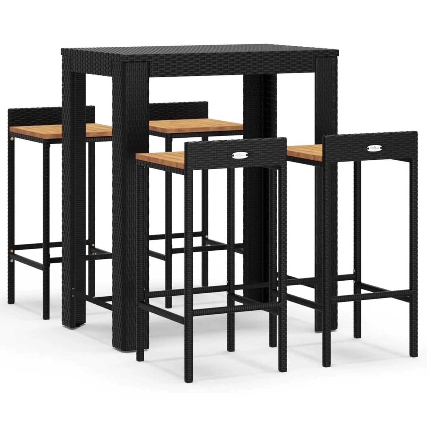 Vidaxl 5-tlg. Gartenbar-set Schwarz Poly Rattan & Massivholz Akazie günstig online kaufen