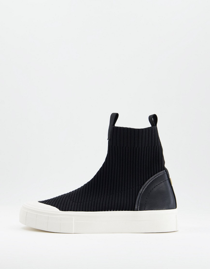 River Island – Knöchelhohe Strick-Sneaker in Schwarz günstig online kaufen