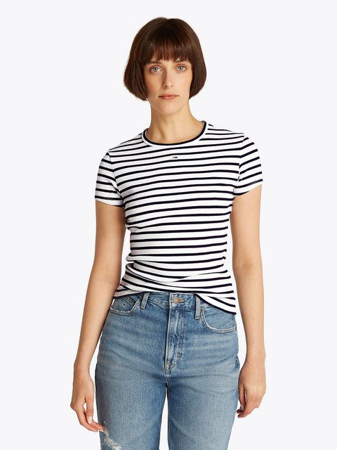 Tommy Jeans Curve T-Shirt Slim Essential Rib Große Größen günstig online kaufen