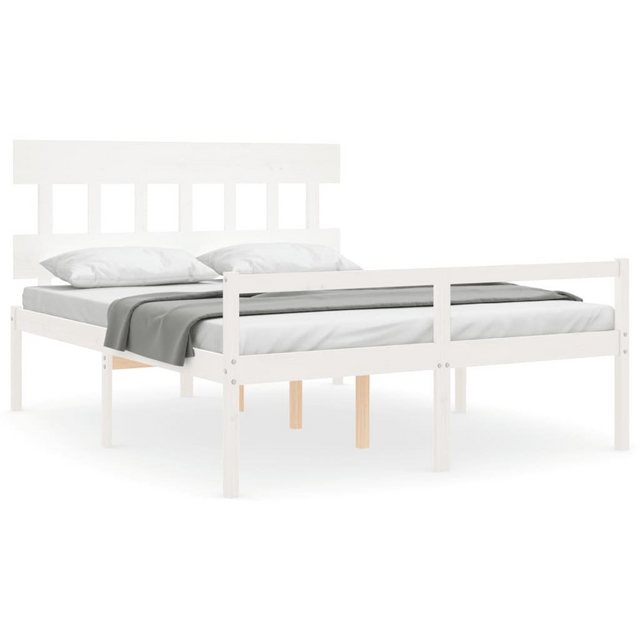 vidaXL Bett Seniorenbett mit Kopfteil 160x200 cm Weiß Massivholz günstig online kaufen