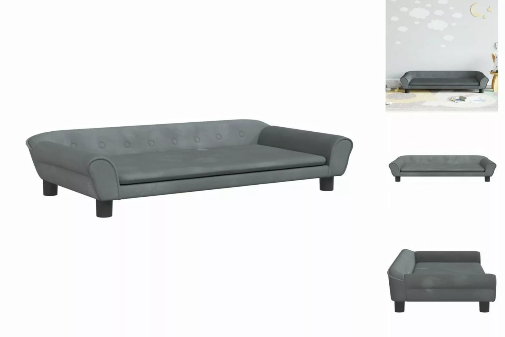 vidaXL Kindersofa Kindersofa Dunkelgrau 100x50x26 cm Samt Kindercouch Kinde günstig online kaufen