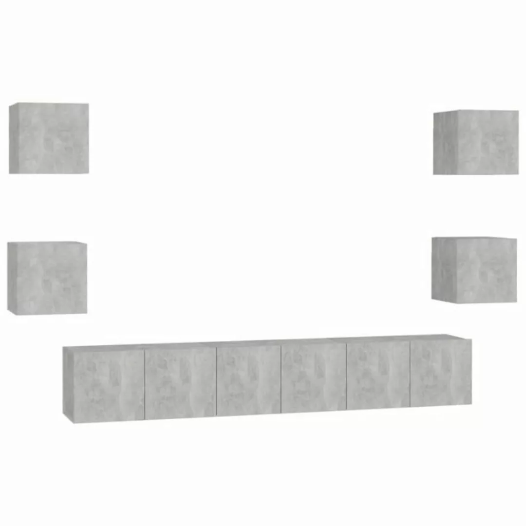 furnicato TV-Schrank 7-tlg. TV-Schrank-Set Betongrau Holzwerkstoff (1-St) günstig online kaufen