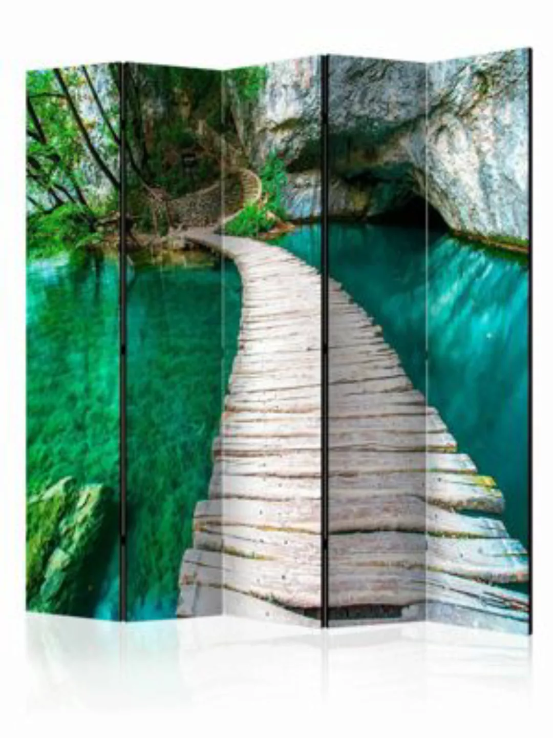 artgeist Paravent Emerald Lake II [Room Dividers] mehrfarbig Gr. 225 x 172 günstig online kaufen