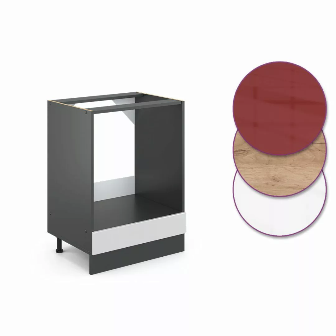 Vicco Herdumbauschrank R-Line, Weiß Hochglanz/Anthrazit, 60 günstig online kaufen