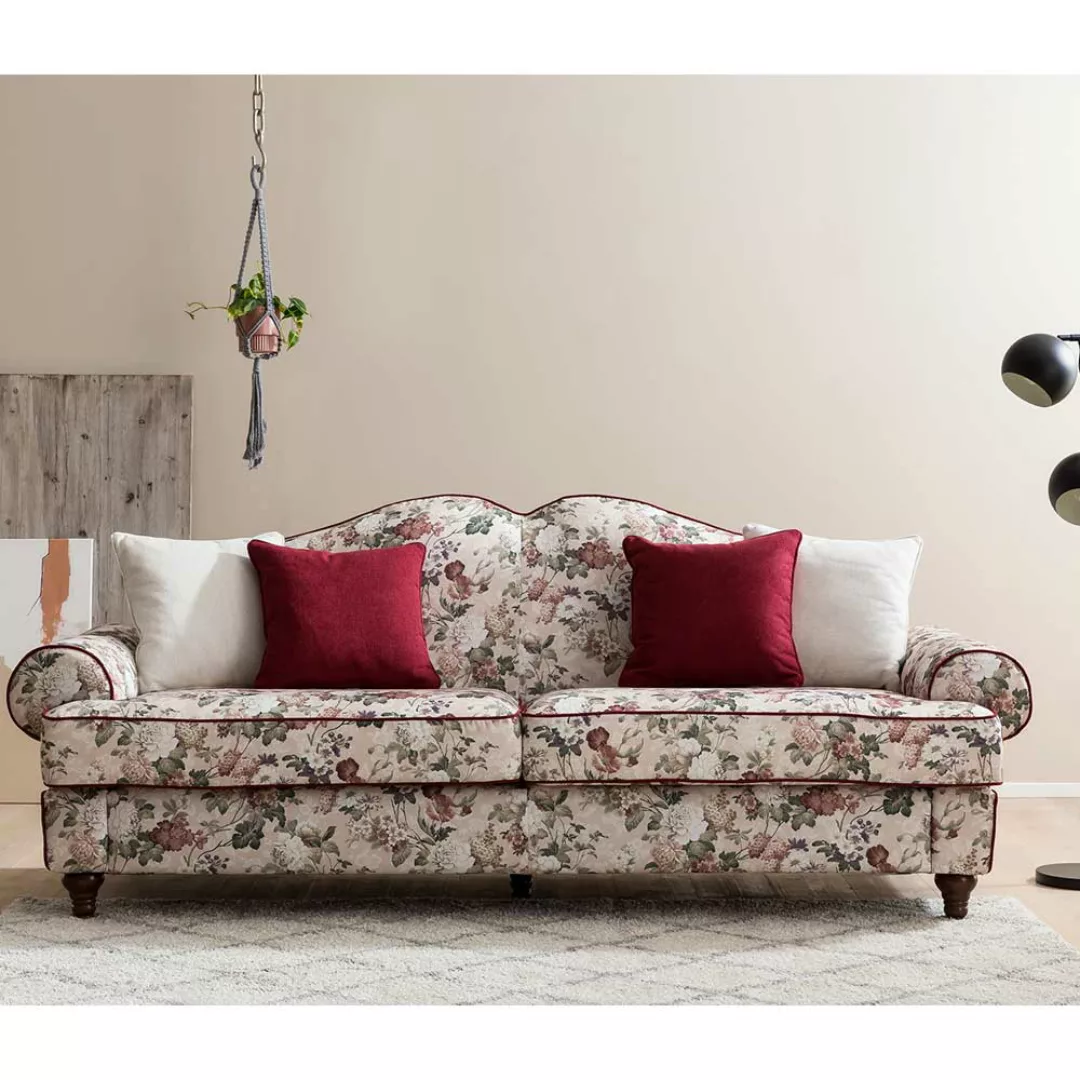 Vintage Sofa geblümt im Landhausstil 228 cm breit - 90 cm tief günstig online kaufen