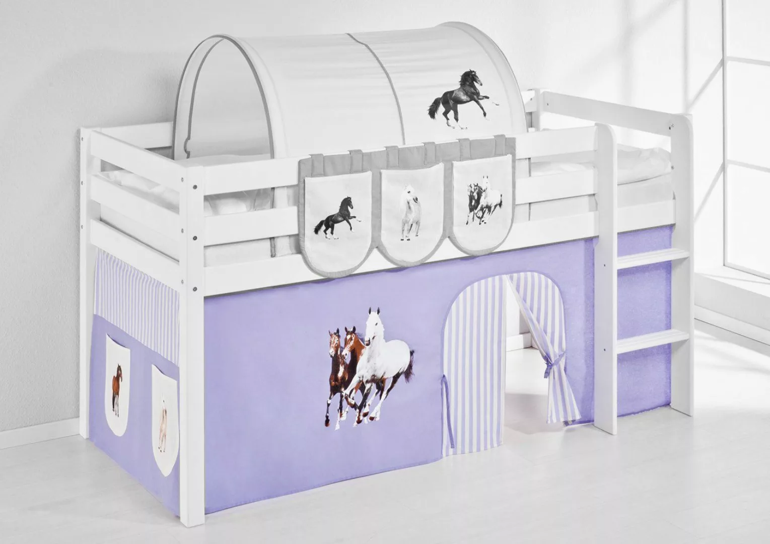 Lilokids Bettvorhang Pferde lila beige - günstig online kaufen